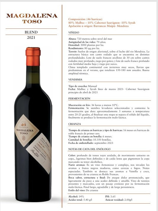 PASCUAL TOSO MAGDALENA TOSO 750 ML