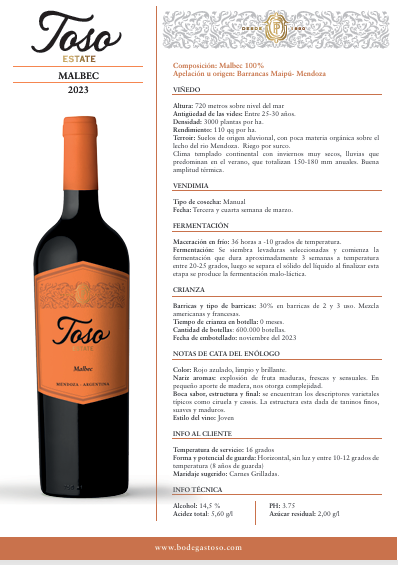 PASCUAL TOSO ESTATE MALBEC 750ml