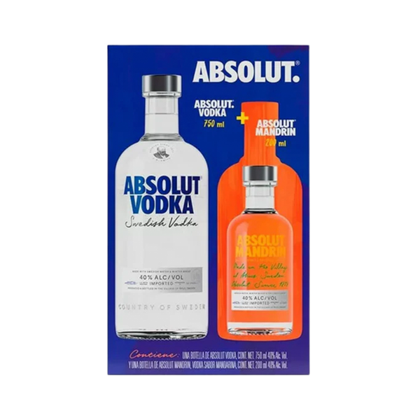 VODKA ABSOLUT AZUL + ABSOLUT MANDARIN 200 ML