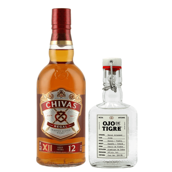 WHISKY CHIVAS 12 750ML + MEZCAL OJO DE TIGRE 200ML